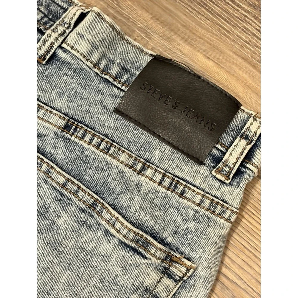 Steve's Jeans Men Size 34x32 Acid Wash Street Wear Moto Biker Striaght Mid Rise